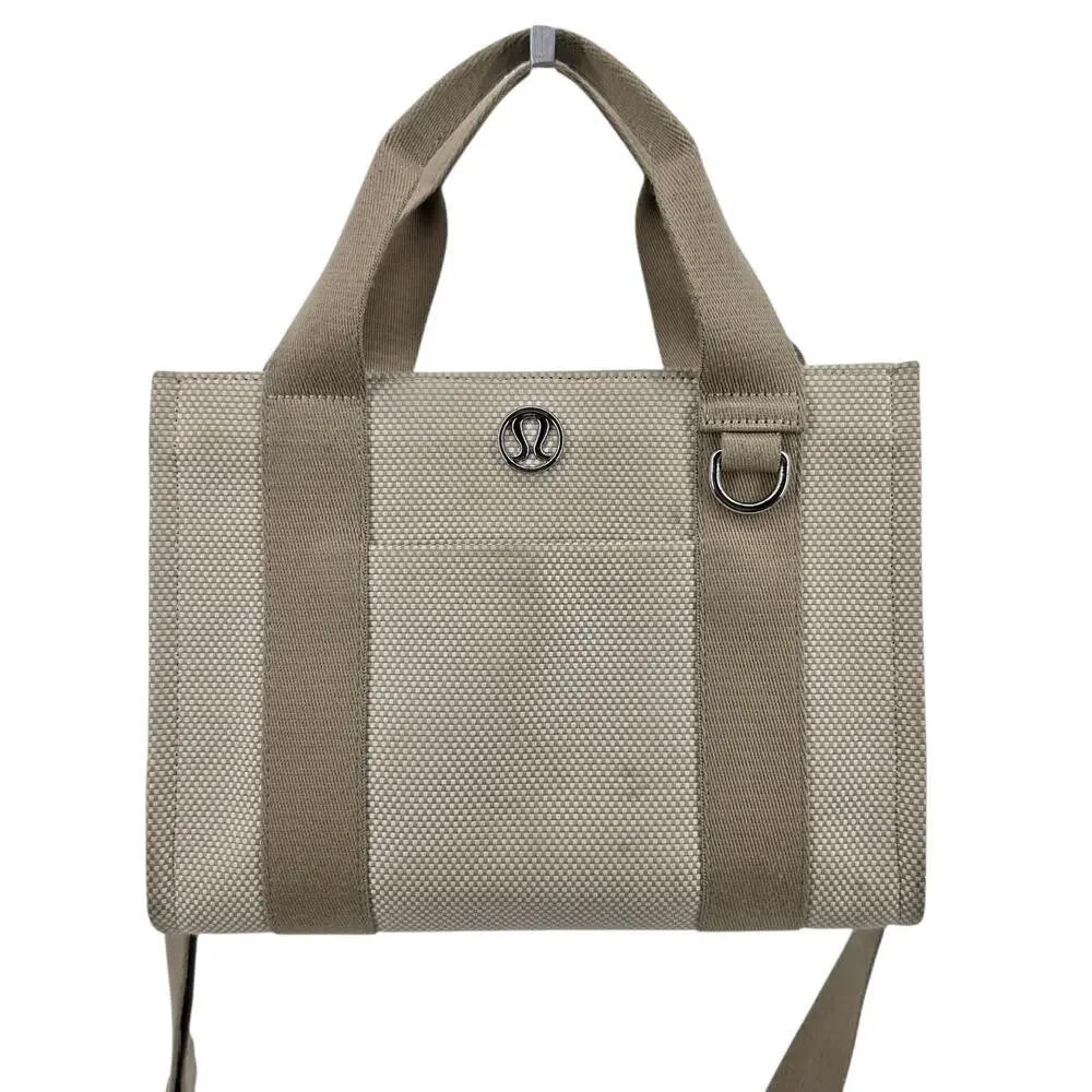 Lululemon Beige Two-Tone Canvas Mini Tote Bag 4.5L W/ Removable Adjustable Strap